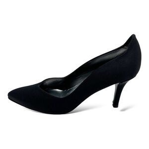 Stuart Weitzman Designer Curvy Black Fabric Heels 8 Formal Pumps 7M